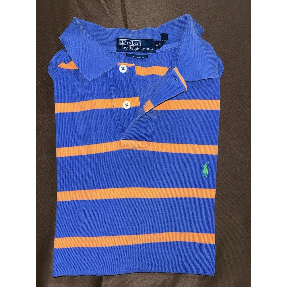 Polo Ralph Lauren Golf Polo Shirt Adult Size Large Blue/Orange Shortsleeve